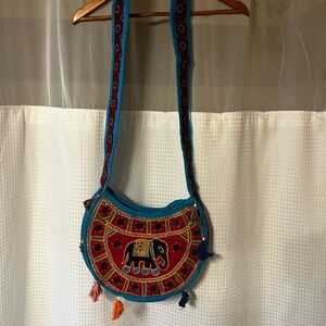 Embroidered Elephant Sling Bag